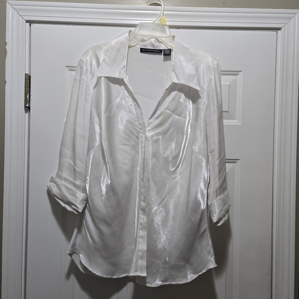 Blue Diamond Plus Shimmering White Blouse